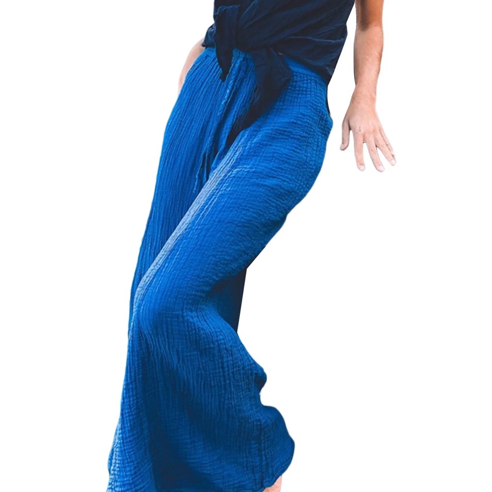 Women's Blue Wide-Leg Palazzo Split Leg Pants by Guess Size S
